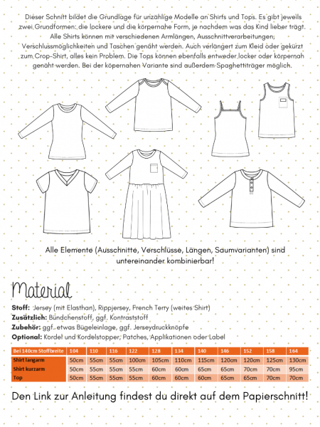 Lotte und Ludwig Papierschnittmuster Basic Shirt Kids